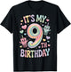 Its My 9th Birthday Boba Tea Lovers 9 Year Old Party T-Shirt - T-Shirt | Black