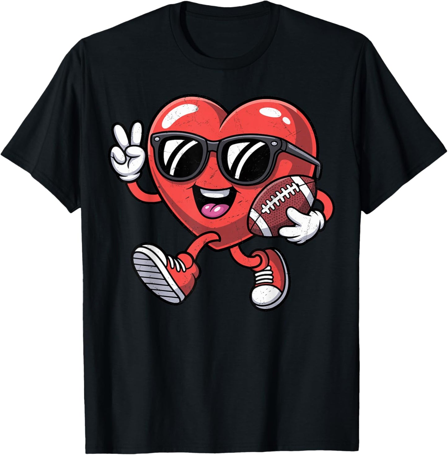 Valentines Day Football Heart Boys Men Kids Sports T-Shirt - T-Shirt | Black