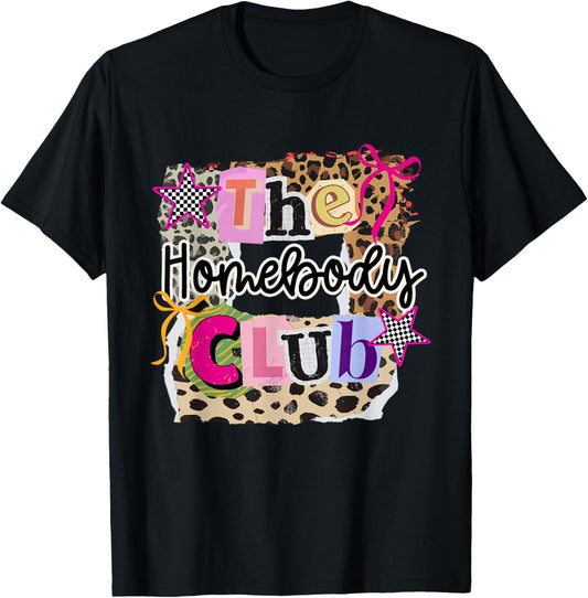 The Homebody Club Collage Leopard Home Lover Girly T-Shirt - T-Shirt | Black