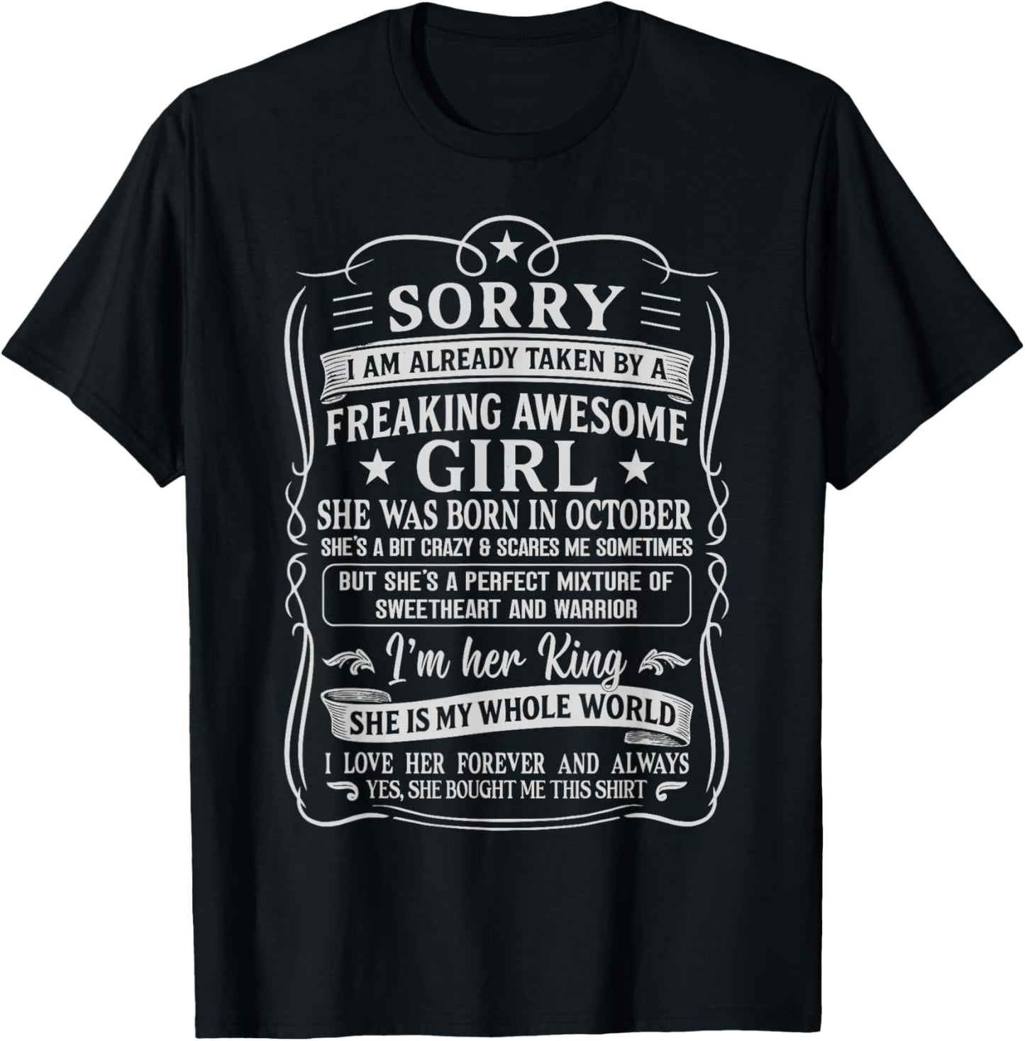 I Am Already Taken by Freaking Awesome Girl Born in October T-Shirt - T-Shirt | Black