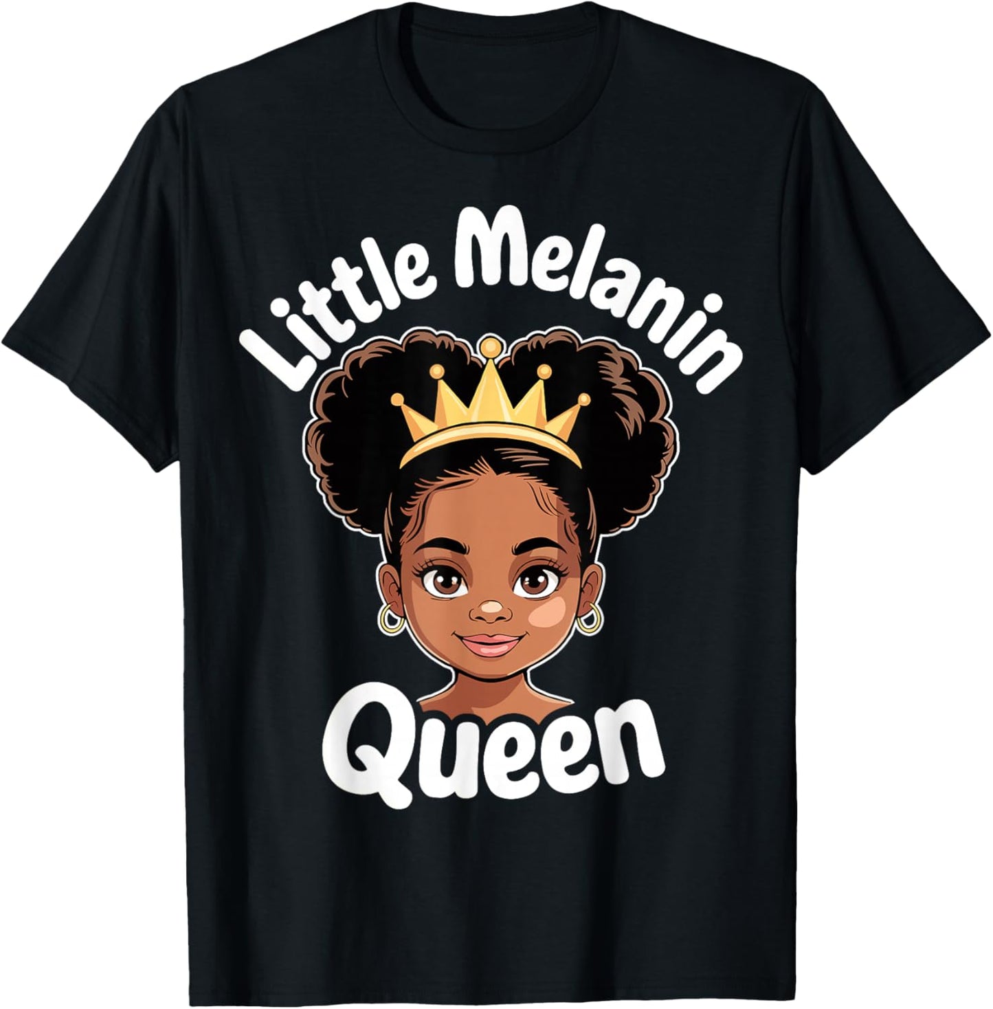 Little Melanin Queen African Girl Black History Month T-Shirt - T-Shirt | Black