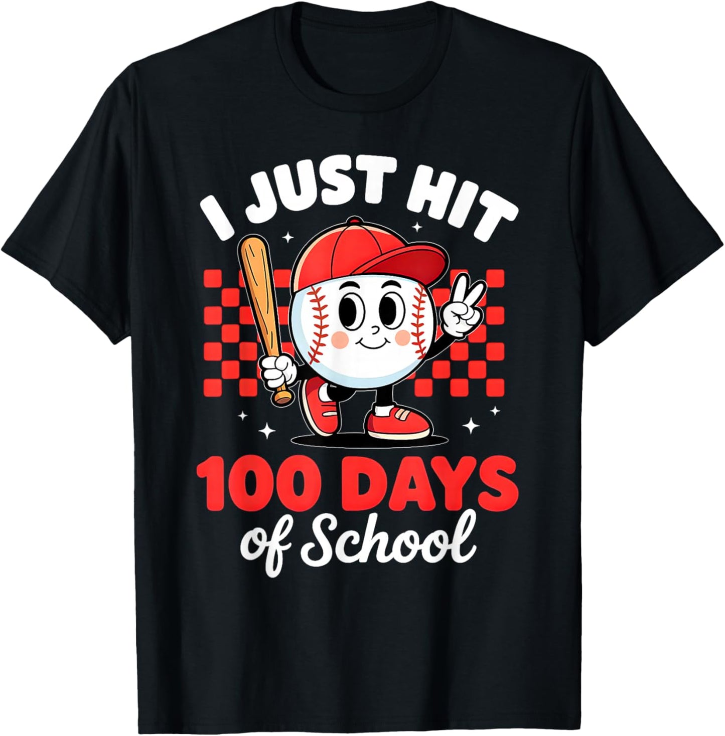 I Just Hit 100 Days of School Baseball 100th Day Boys Kids T-Shirt - T-Shirt | Black