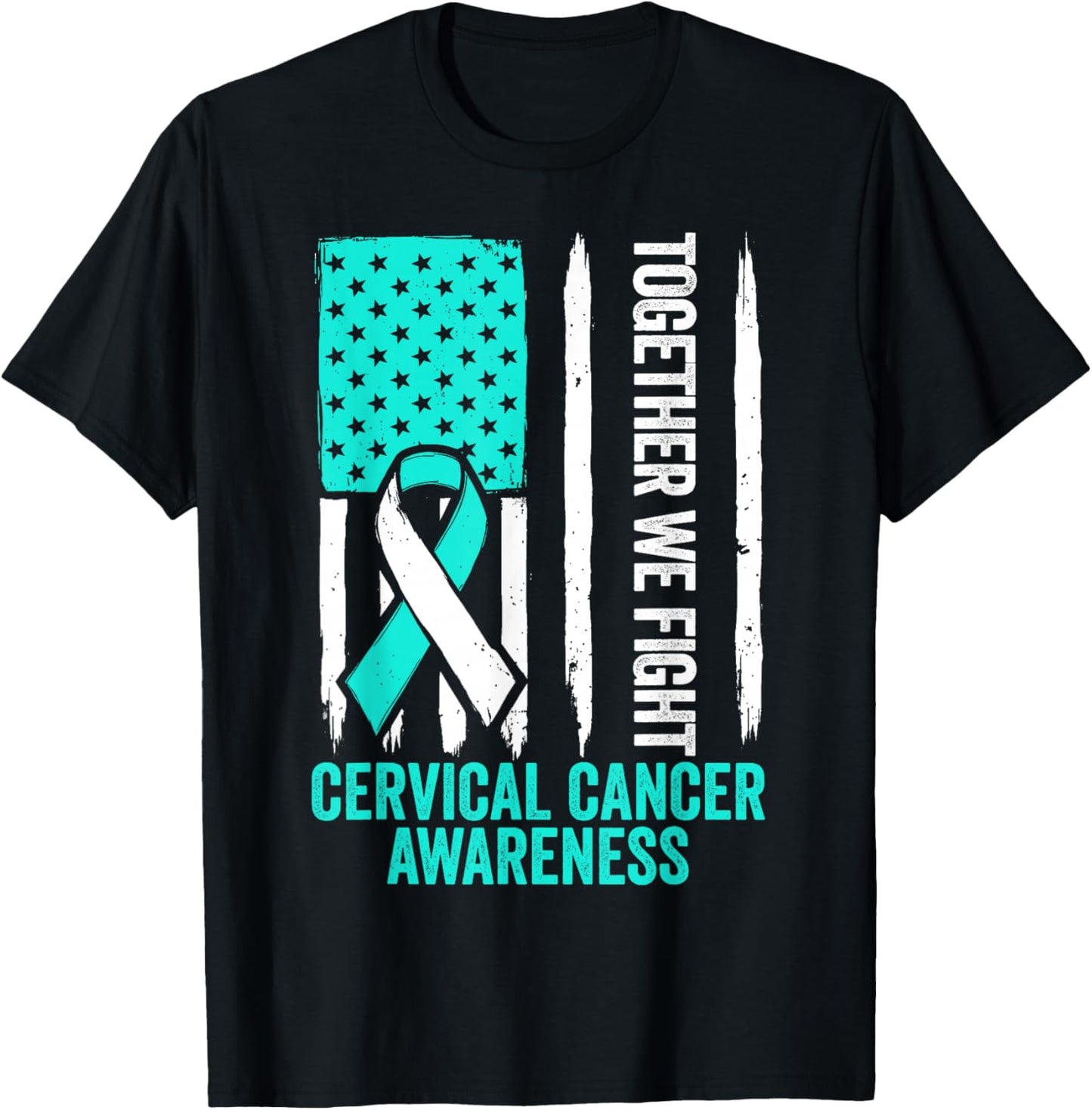 Cervical Cancer Awareness Teal Ribbon Together We Fight Men T-Shirt - T-Shirt | Black