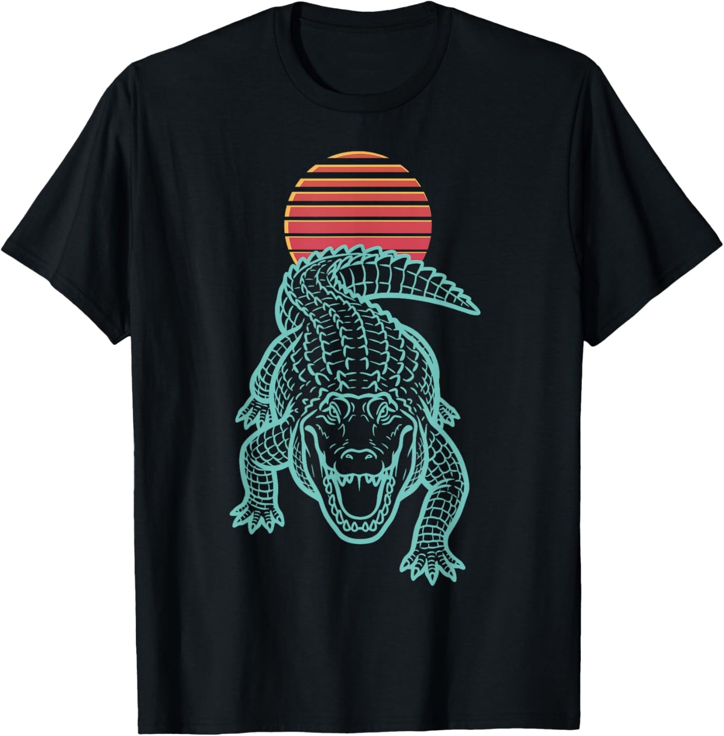 Alligator Lover Crocodile Reptile Retro Synthwave 80s T-Shirt - T-Shirt | Black
