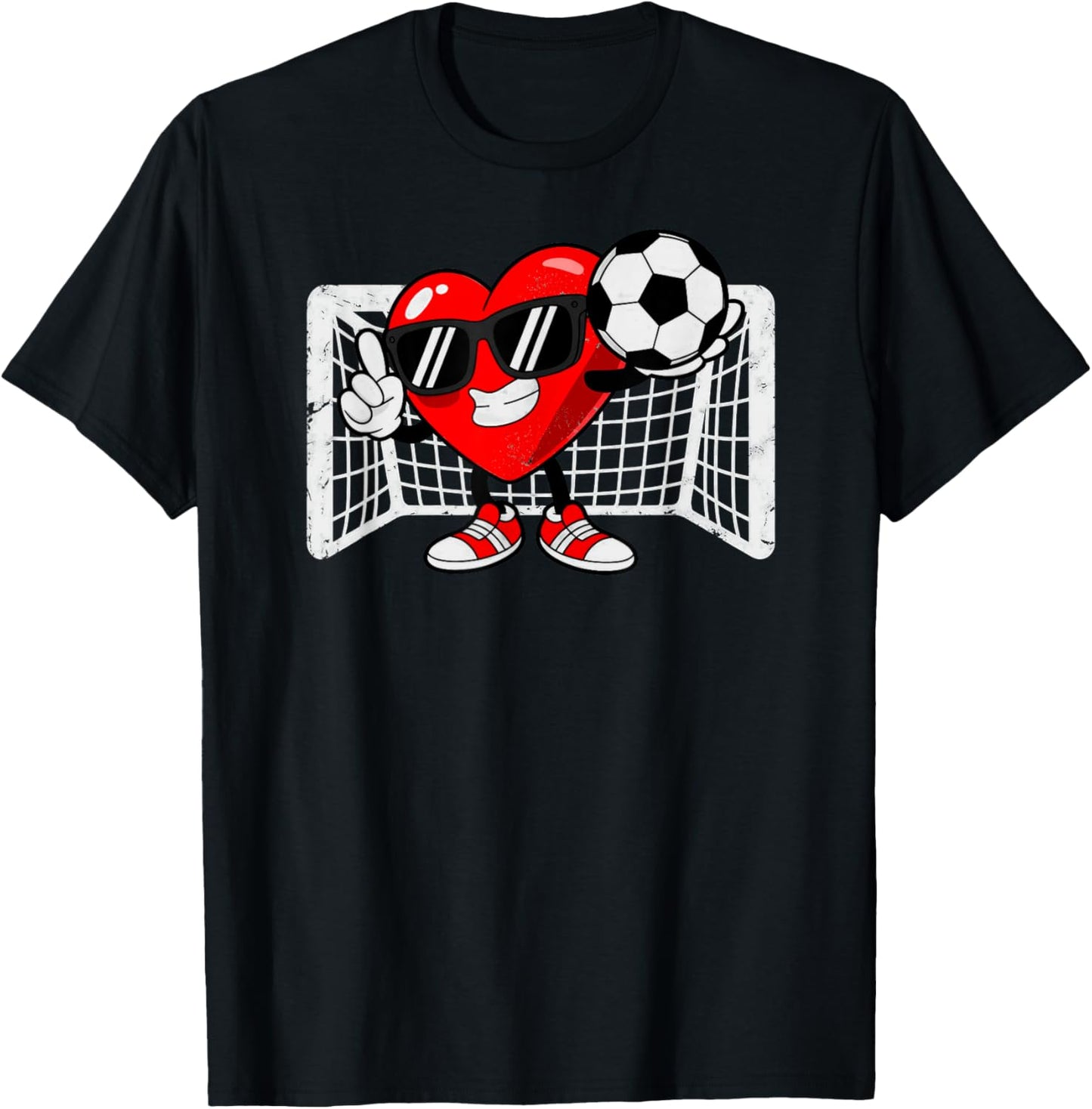 Valentine Soccer Heart Football T-Shirt - T-Shirt | Black