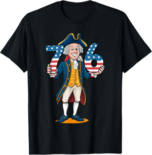 Six Seven 6 7 7 6 George Washington Teacher American T-Shirt - T-Shirt | Black