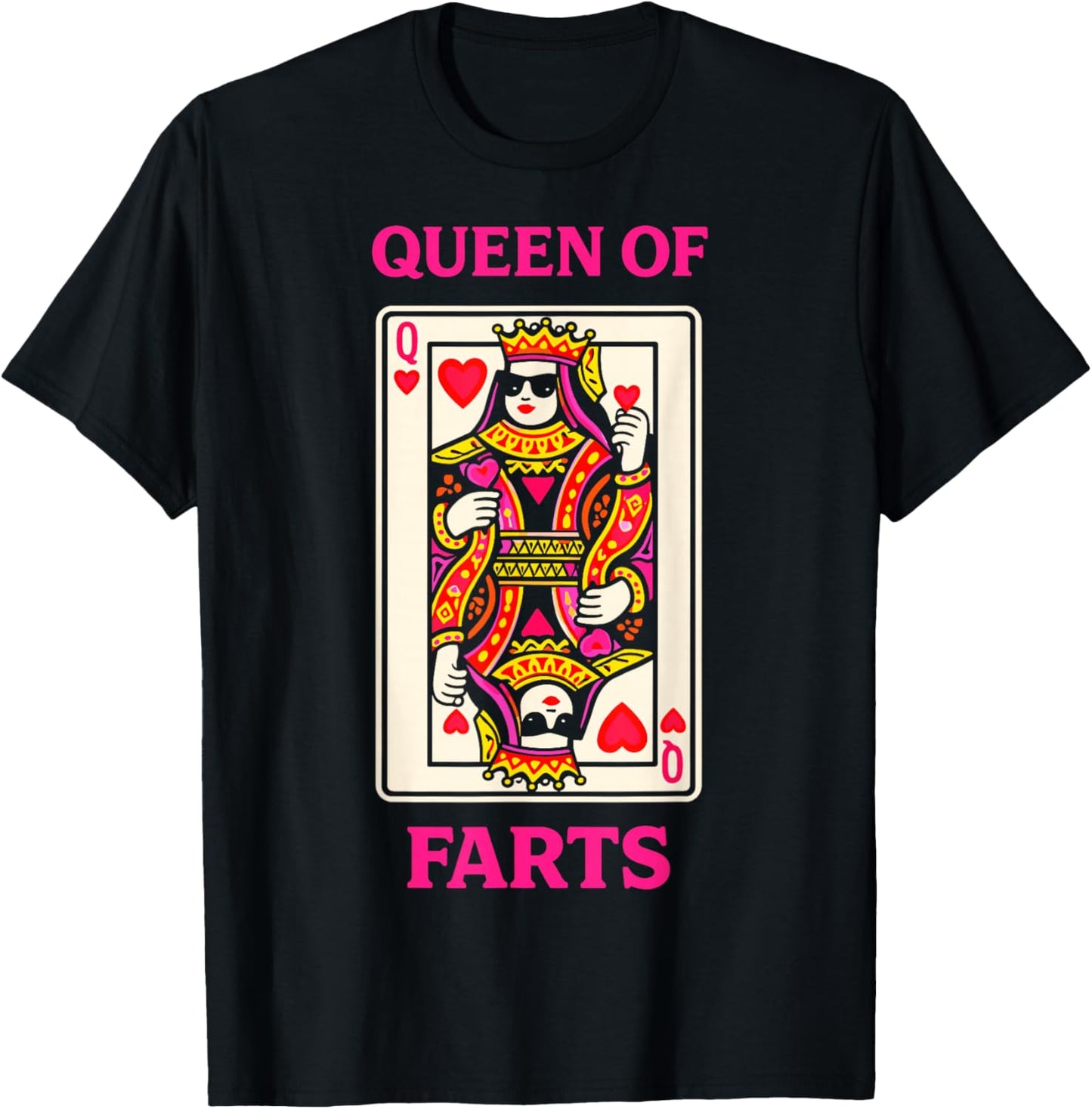 Queen of Farts Funny Poker Playing Card Humor T-Shirt - T-Shirt | Black