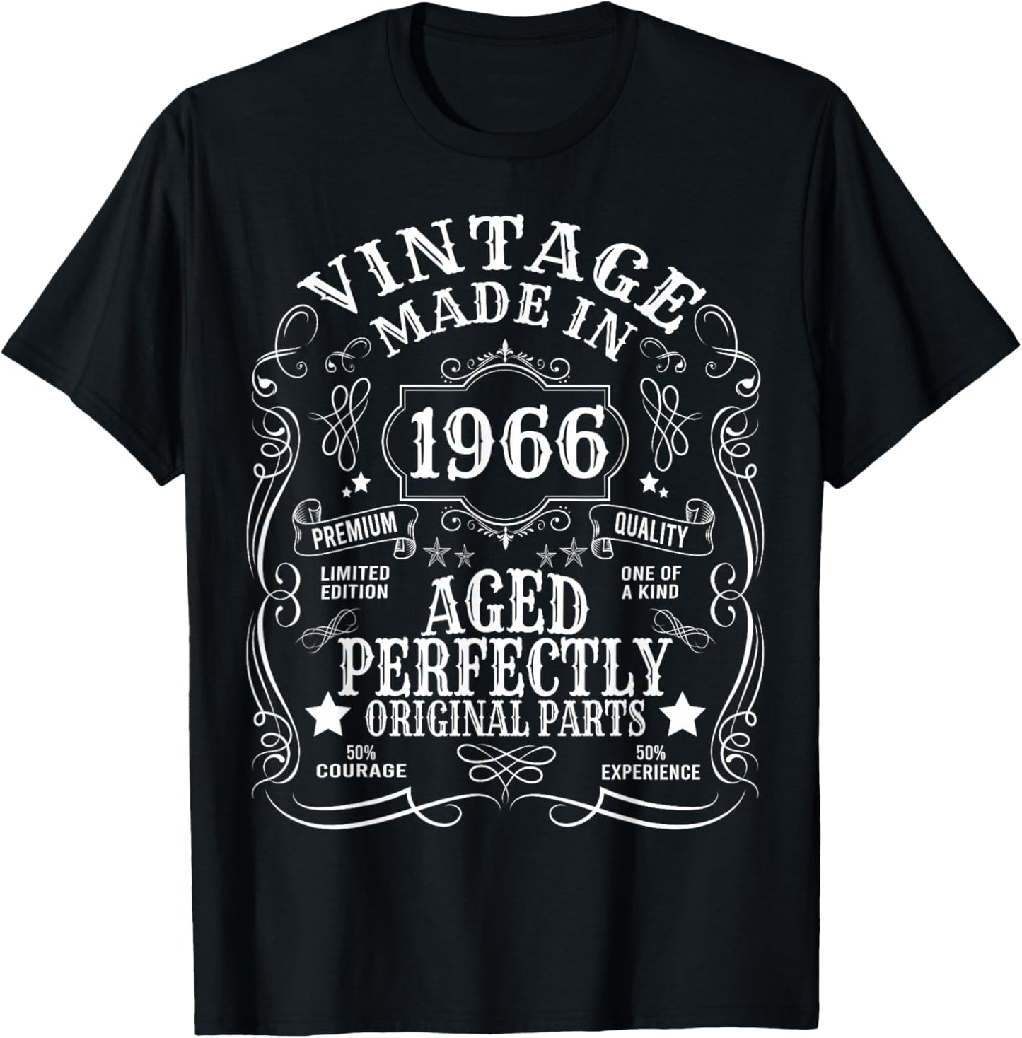 60th Birthday Man Woman 60 Years 1966 Decorative Gift Funny T-Shirt - T-Shirt | Black