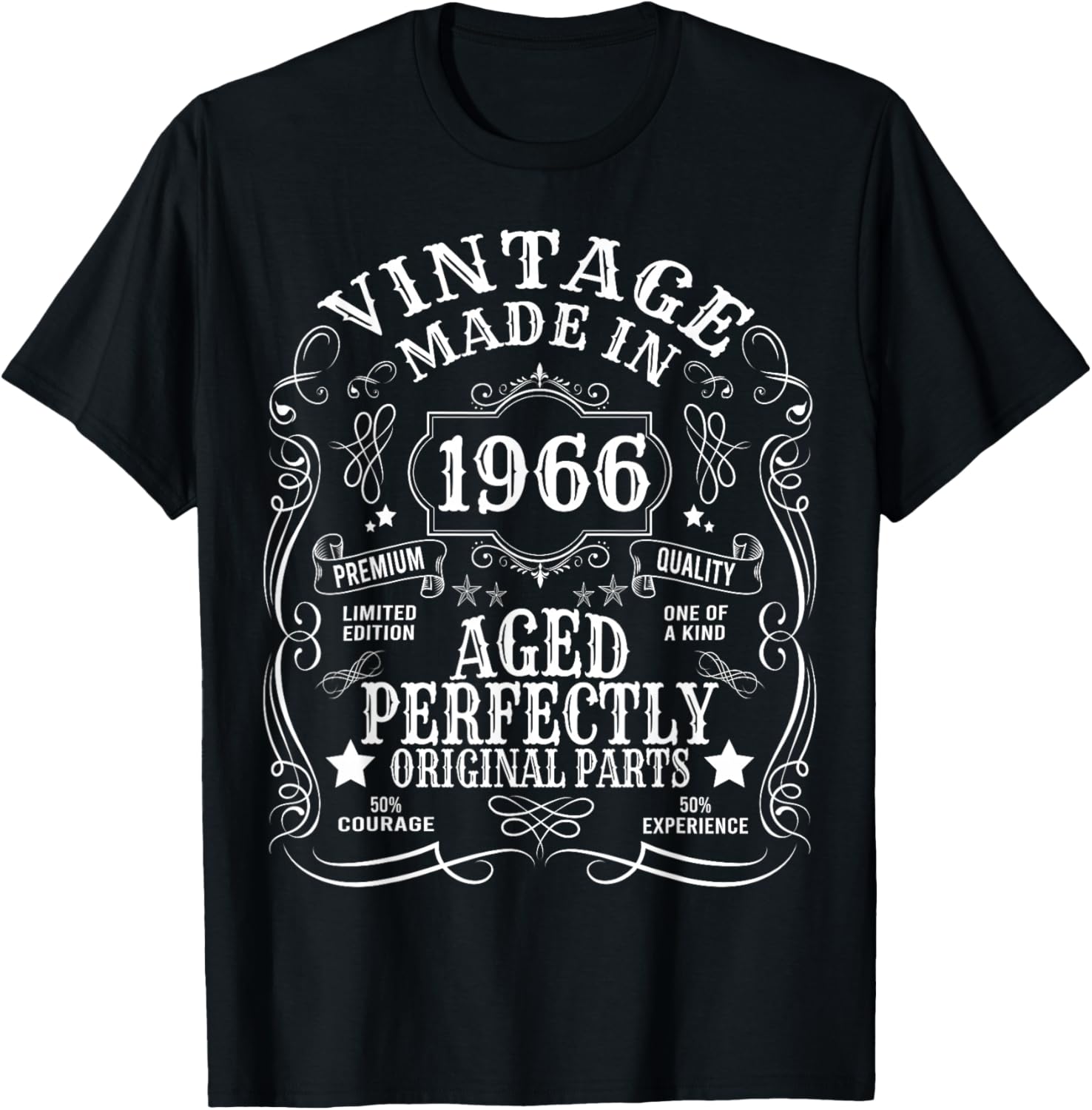 60th Birthday Man Woman 60 Years 1966 Decorative Gift Funny T-Shirt - T-Shirt | Black