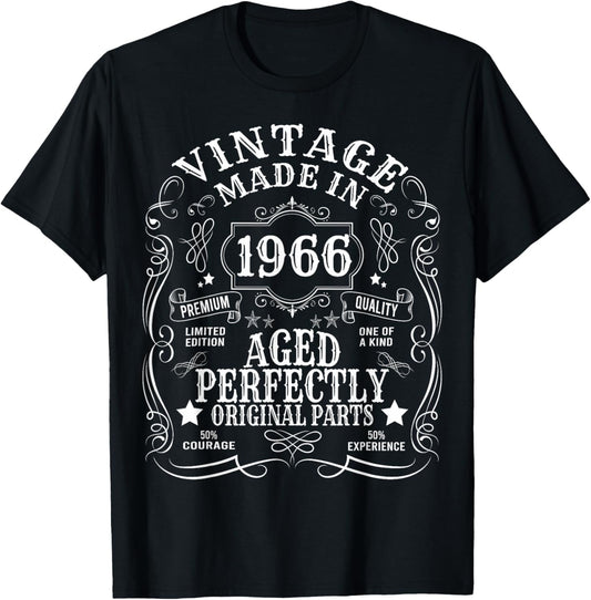 60th Birthday Man Woman 60 Years 1966 Decorative Gift Funny T-Shirt - T-Shirt | Black