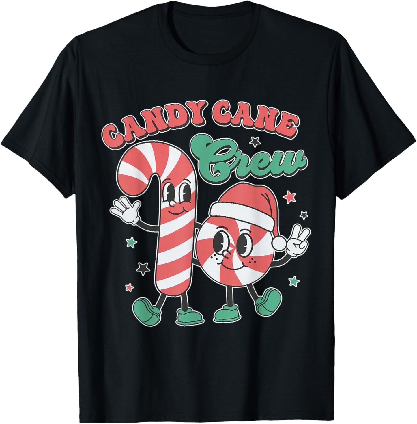 Candy Cane Crew - Funny Christmas Holiday Men Women T-Shirt - T-Shirt | Black