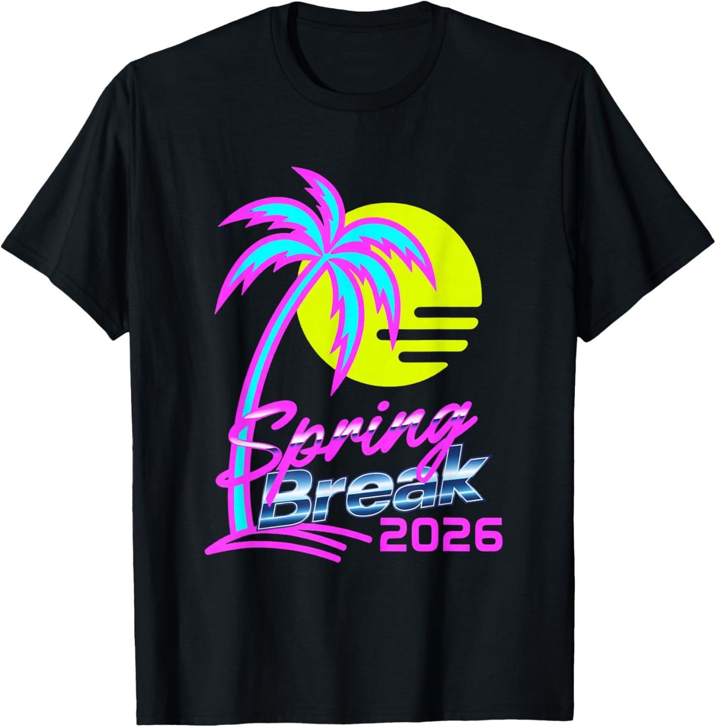 Spring Break 2026 80s Style Palm Tree Beach Party T-Shirt - T-Shirt | Black