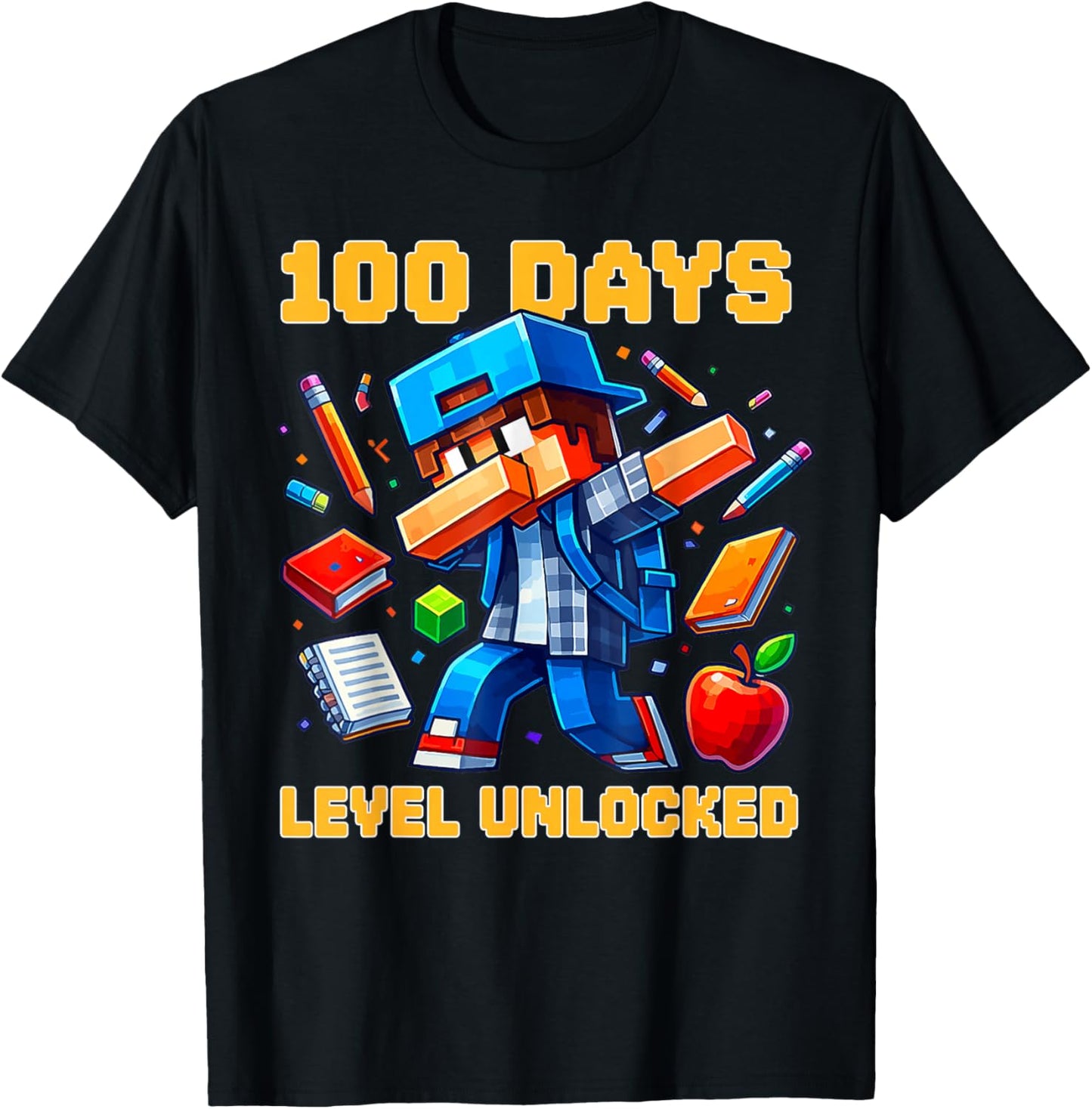 100 Days Level Unlocked Gaming 100 Days of School Boys Gamer T-Shirt - T-Shirt | Black