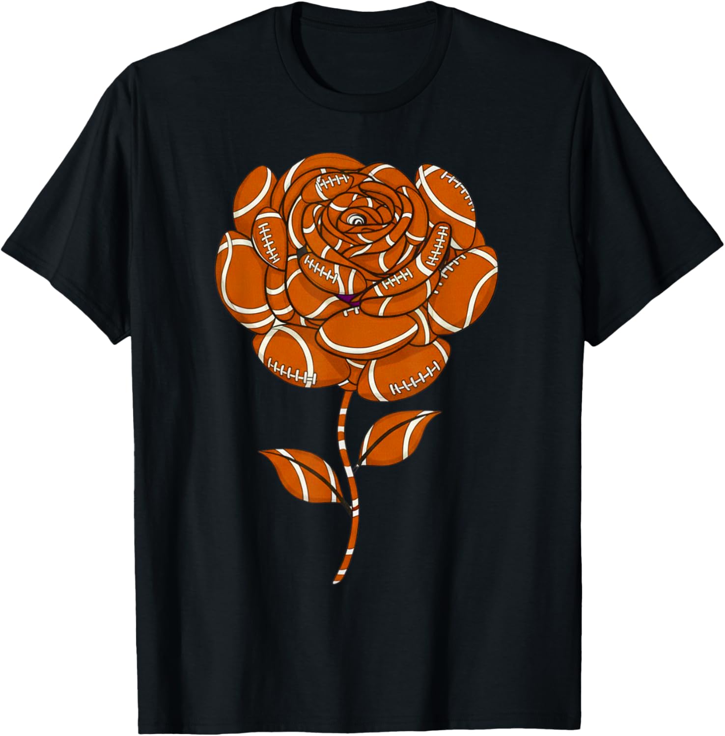 Football Rose Design for Sports Fans and Players T-Shirt - T-Shirt | Black