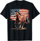 Patriotic American Horse USA Flag Western T-Shirt - T-Shirt | Black