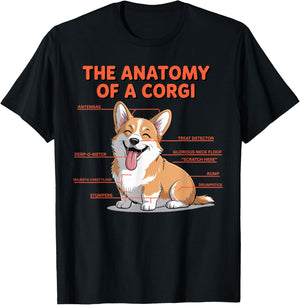 Anatomy of A Corgi Owner Dog Trainer Cute Corgi T-Shirt - T-Shirt | Black