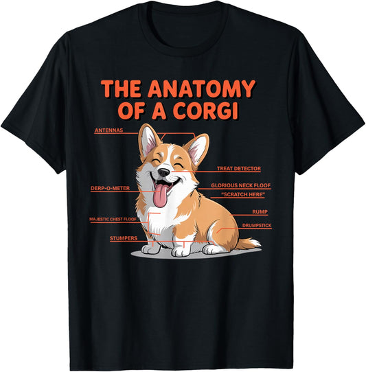 Anatomy of A Corgi Owner Dog Trainer Cute Corgi T-Shirt - T-Shirt | Black