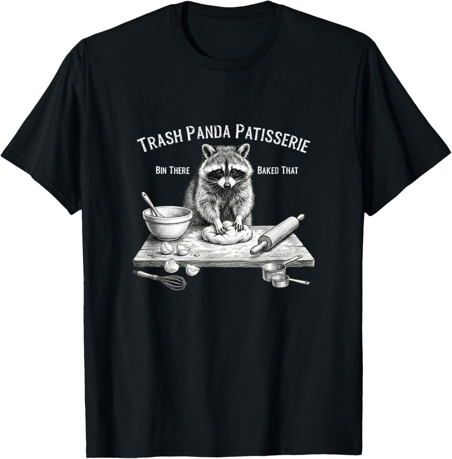 Trash Panda Patisserie Funny Raccoon Baking T-Shirt - T-Shirt | Black