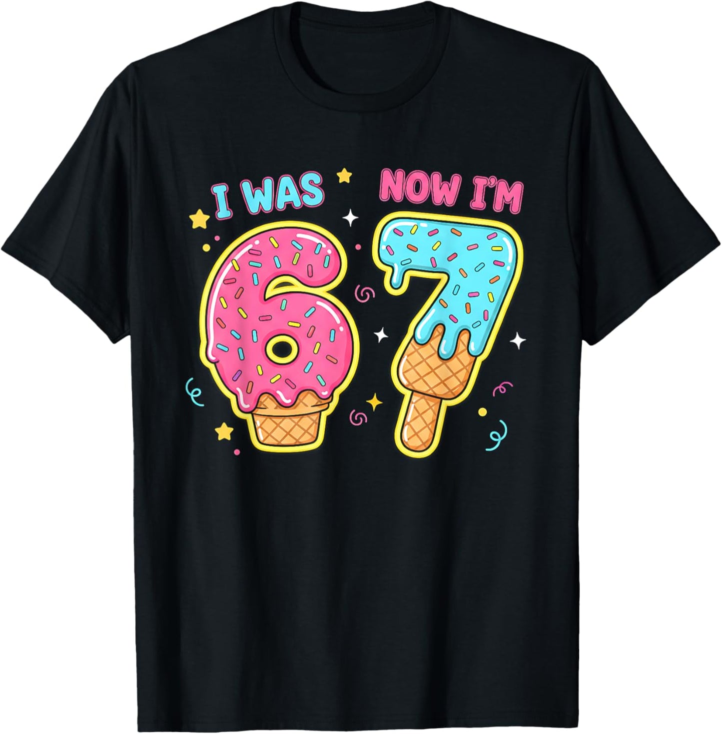 7 Year Old 7th Birthday Shirt was 6 Now I'm 7 67 Funny Kids T-Shirt - T-Shirt | Black