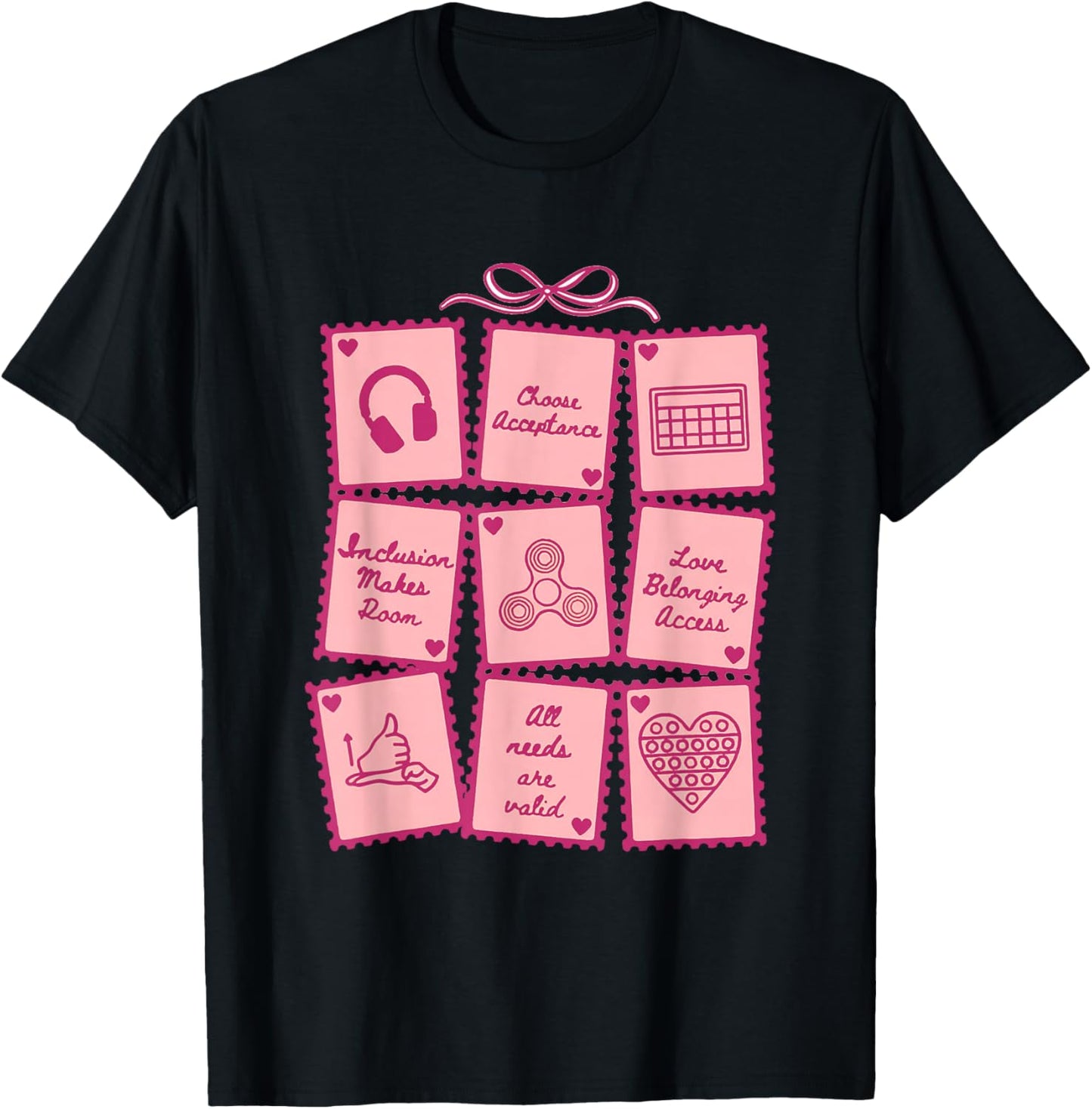 Advocacy Inclusion Valentine Stamp Special Education Teacher T-Shirt - T-Shirt | Black