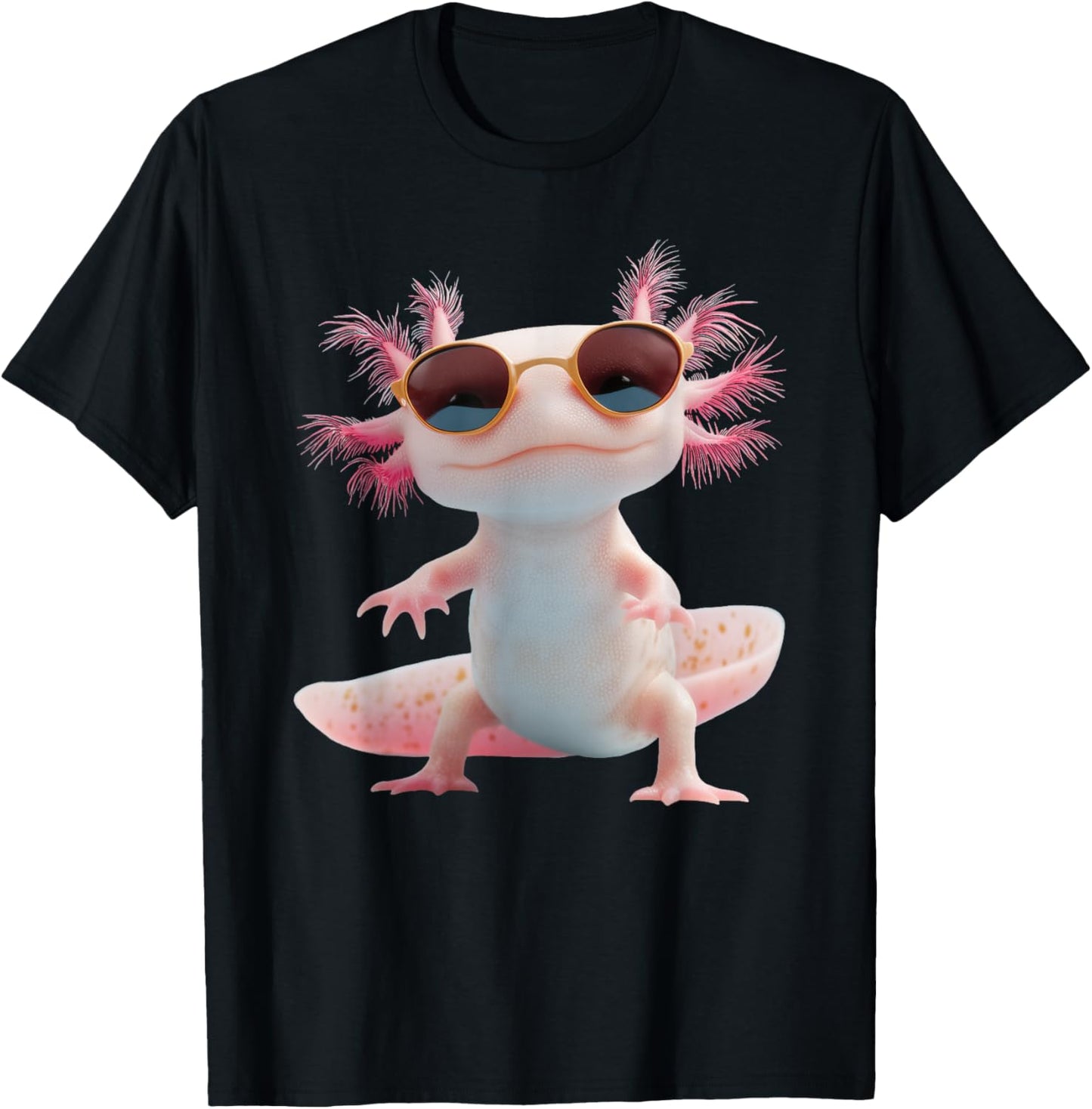 Axolotl Wearing Sunglasses Kawaii Funny Graphic T-Shirt - T-Shirt | Black