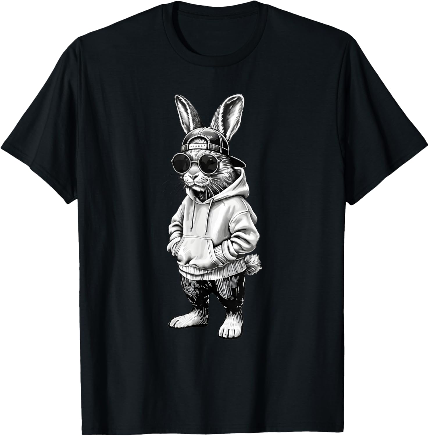 Happy Easter Rabbit Bunny Sunglasses Cap Boys Men Kids T-Shirt - T-Shirt | Black