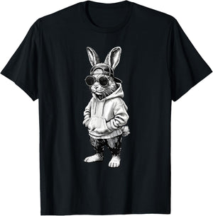 Happy Easter Rabbit Bunny Sunglasses Cap Boys Men Kids T-Shirt - T-Shirt | Black