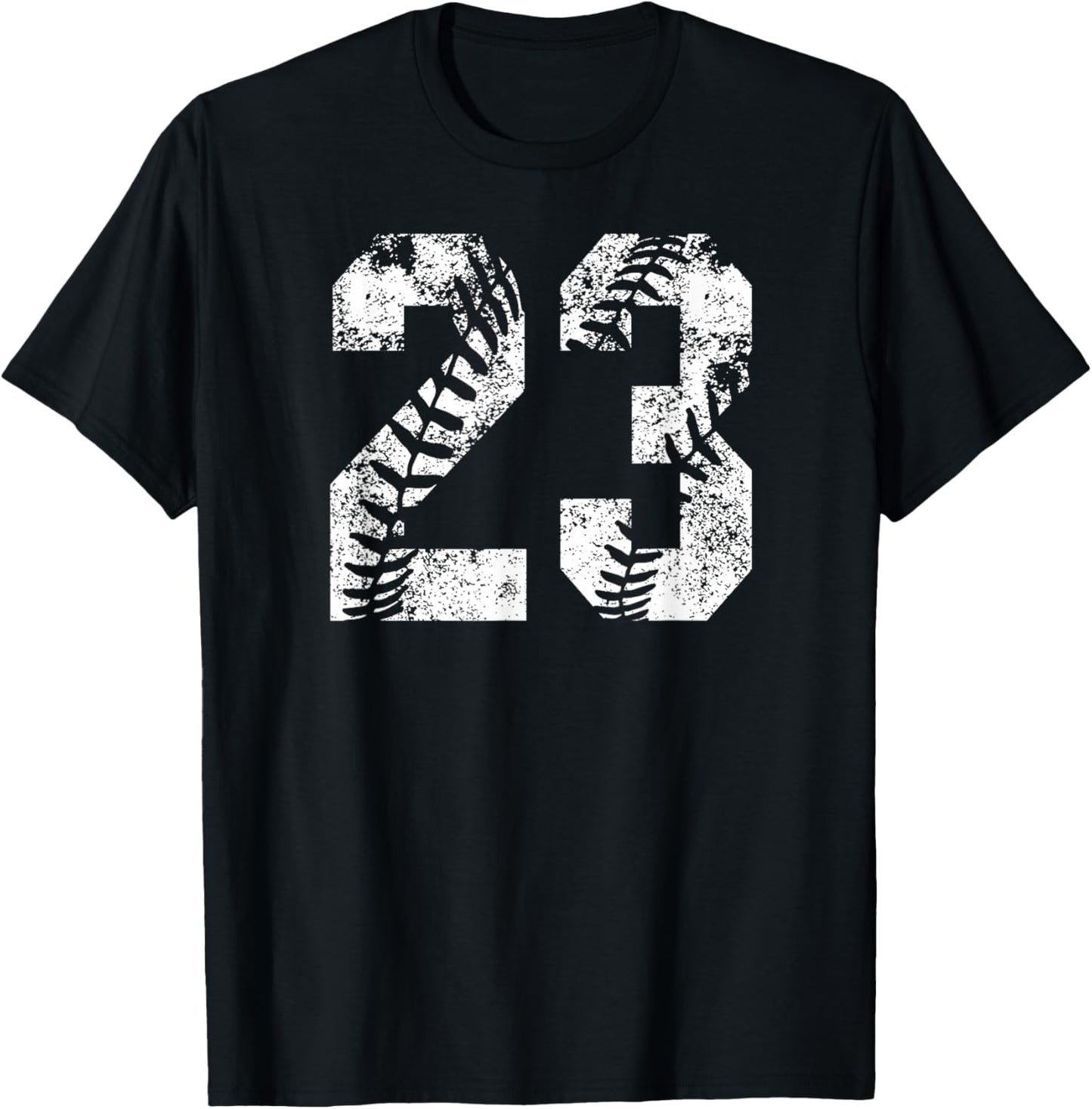 Vintage White Baseball Number 23 Jersey Player Uniform T-Shirt - T-Shirt | Black