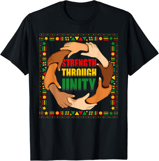 Strength Through Unity Black History Month Hands T-Shirt - T-Shirt | Black