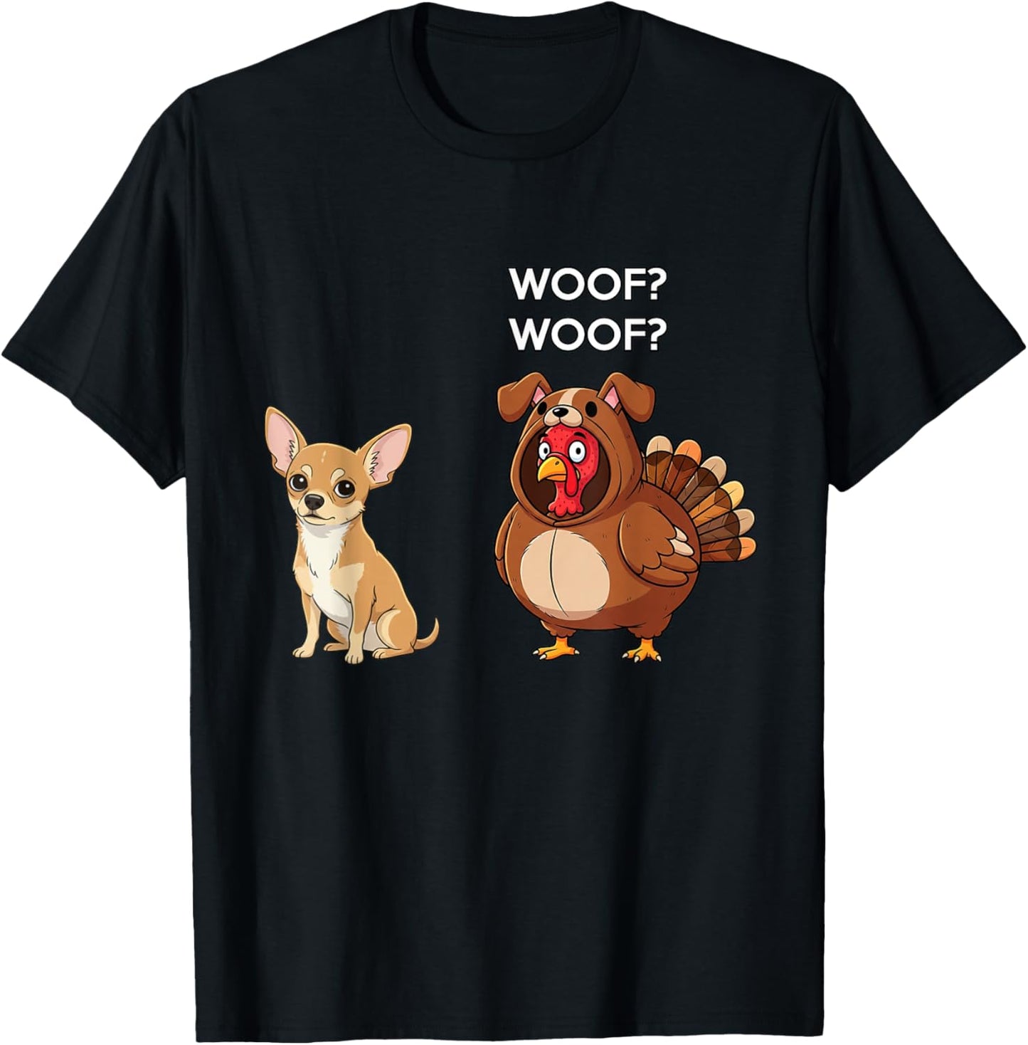 Funny Thanksgiving Chihuahua and Turkey T-Shirt - T-Shirt | Black