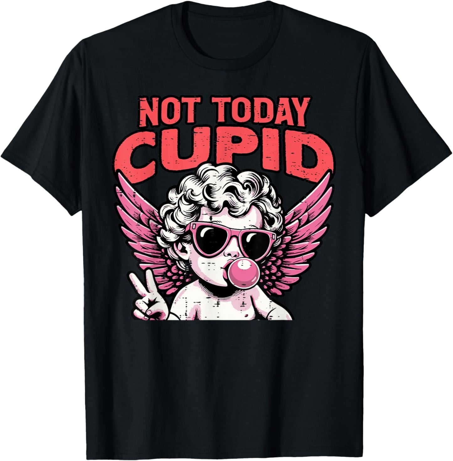 Anti Valentines Day Not Today Cupid Funny Humor Women Men T-Shirt - T-Shirt | Black