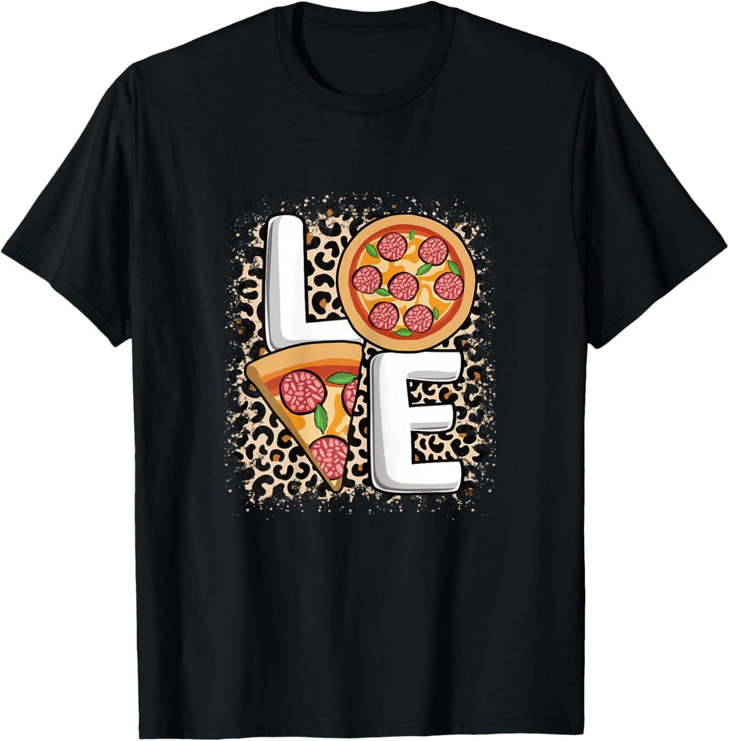 Cute Love Pizza Women Girls Kids Pizza Lover T-Shirt - T-Shirt | Black