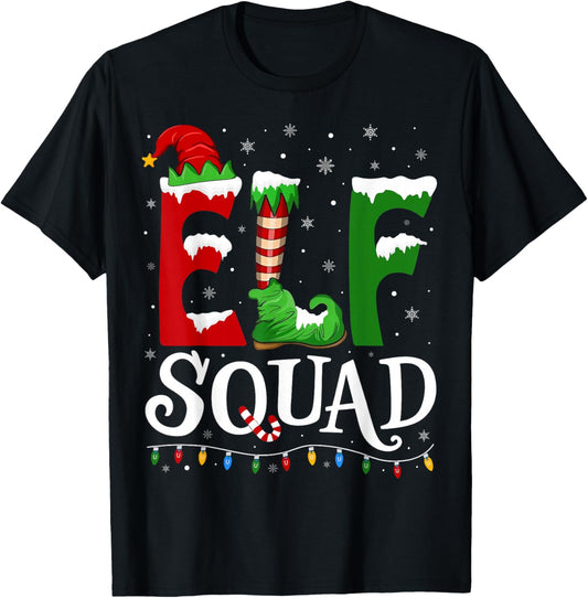 Elf Squad Funny Christmas Family Pajamas T-Shirt - T-Shirt | Black