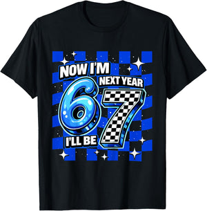6 Year Old Birthday Boys Kids Now I'm 6 Next Year I'll be 7 T-Shirt - T-Shirt | Black