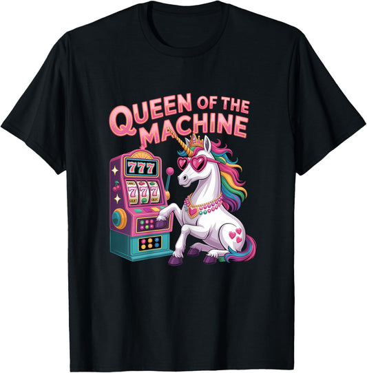 Cute Slot Machine Queen Casino Gambling Poker Player T-Shirt - T-Shirt | Black
