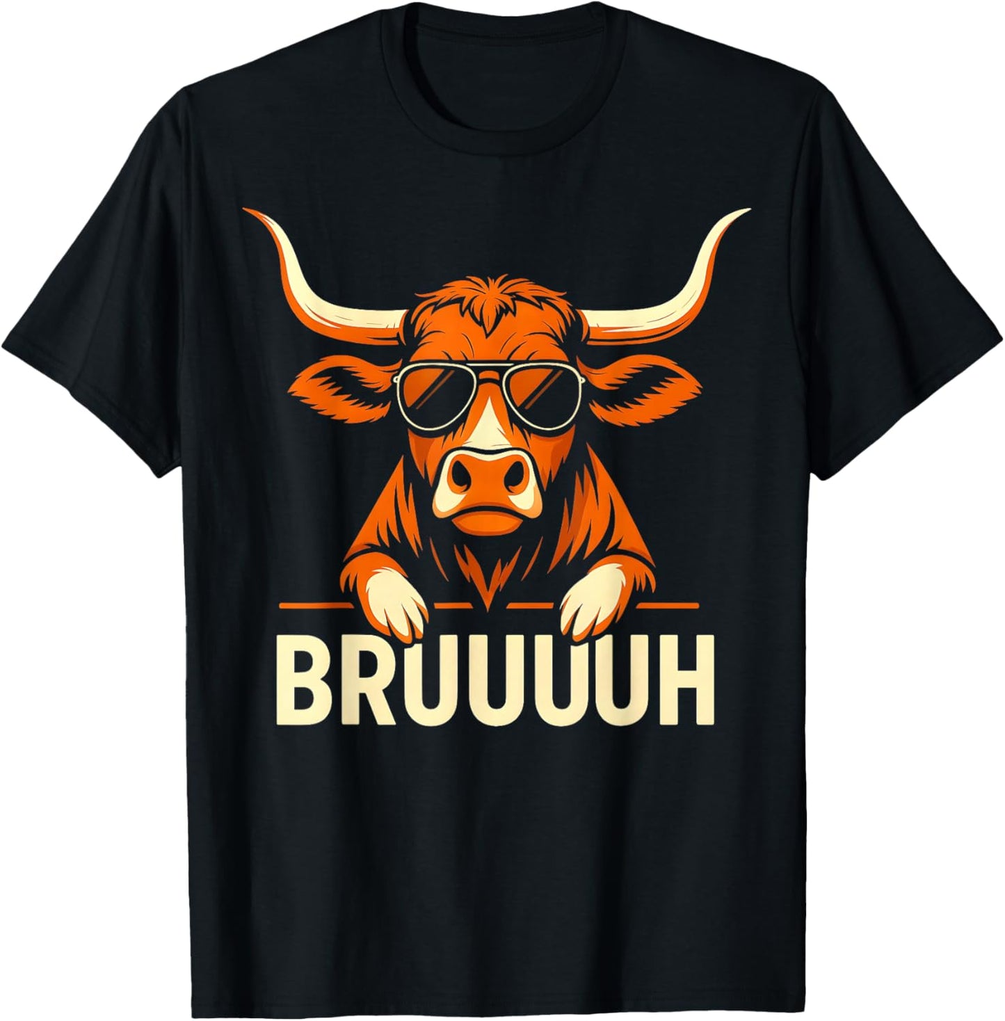 Vintage Retro Bruh Longhorn Meme Gift Women Kid T-Shirt - T-Shirt | Black