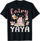 Fairy Yaya Magical Floral Funny Birthday Girl Fairytale T-Shirt - T-Shirt | Black