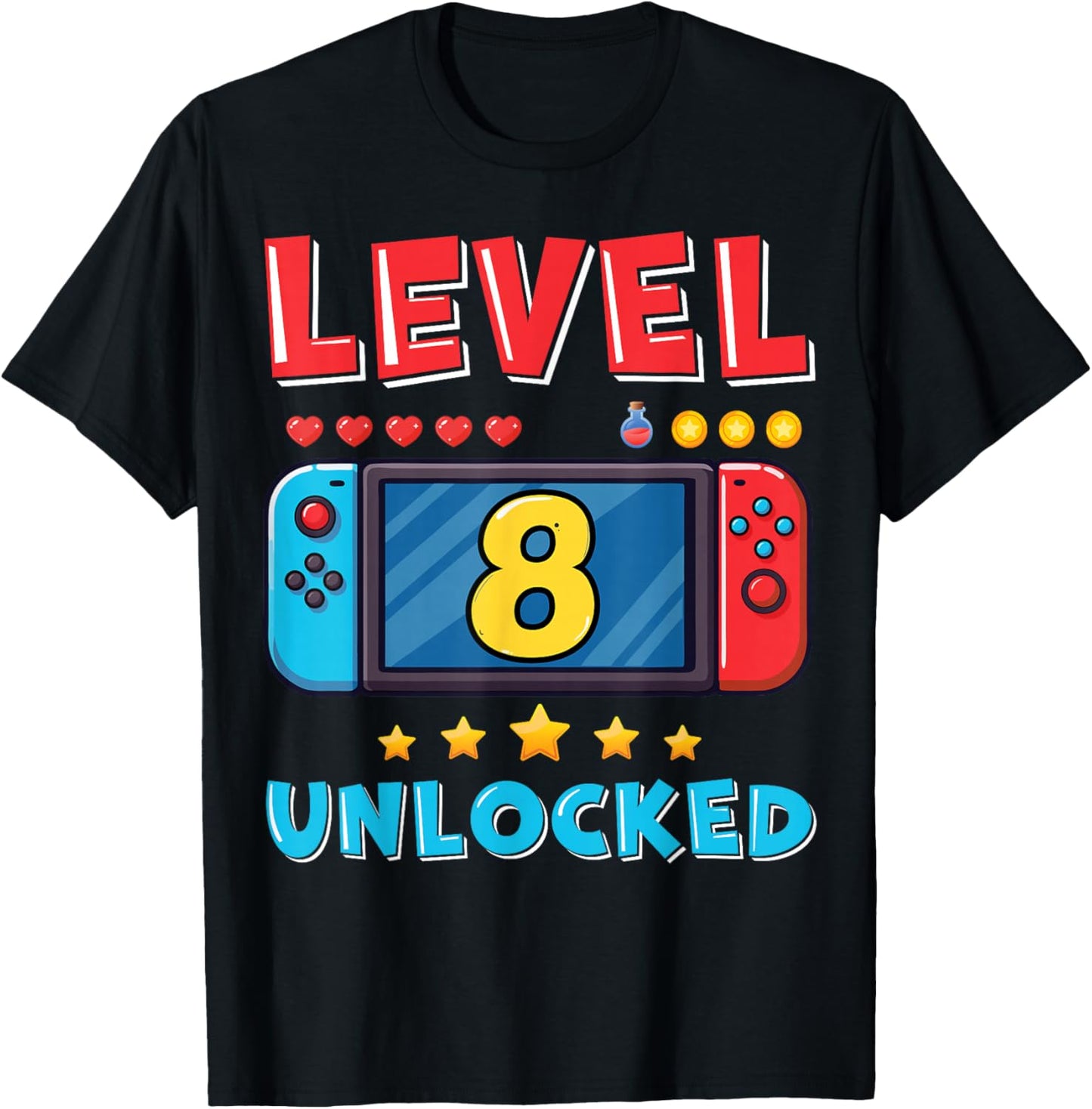 8 Year Old Bday Decorations Son Gamer Boy 8yr 8th Birthday T-Shirt - T-Shirt | Black