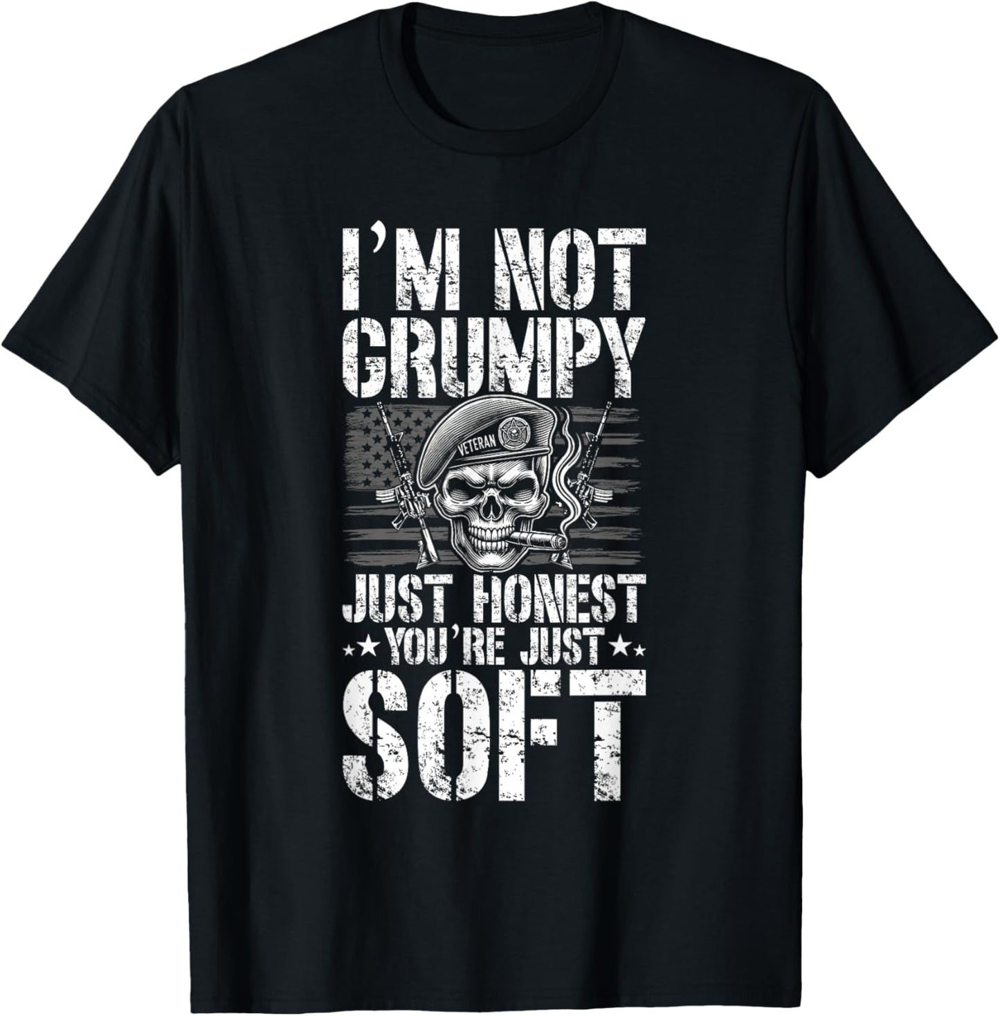 Grumpy Old Veteran us Flag Vet Disgruntled Veteran T-Shirt - T-Shirt | Black