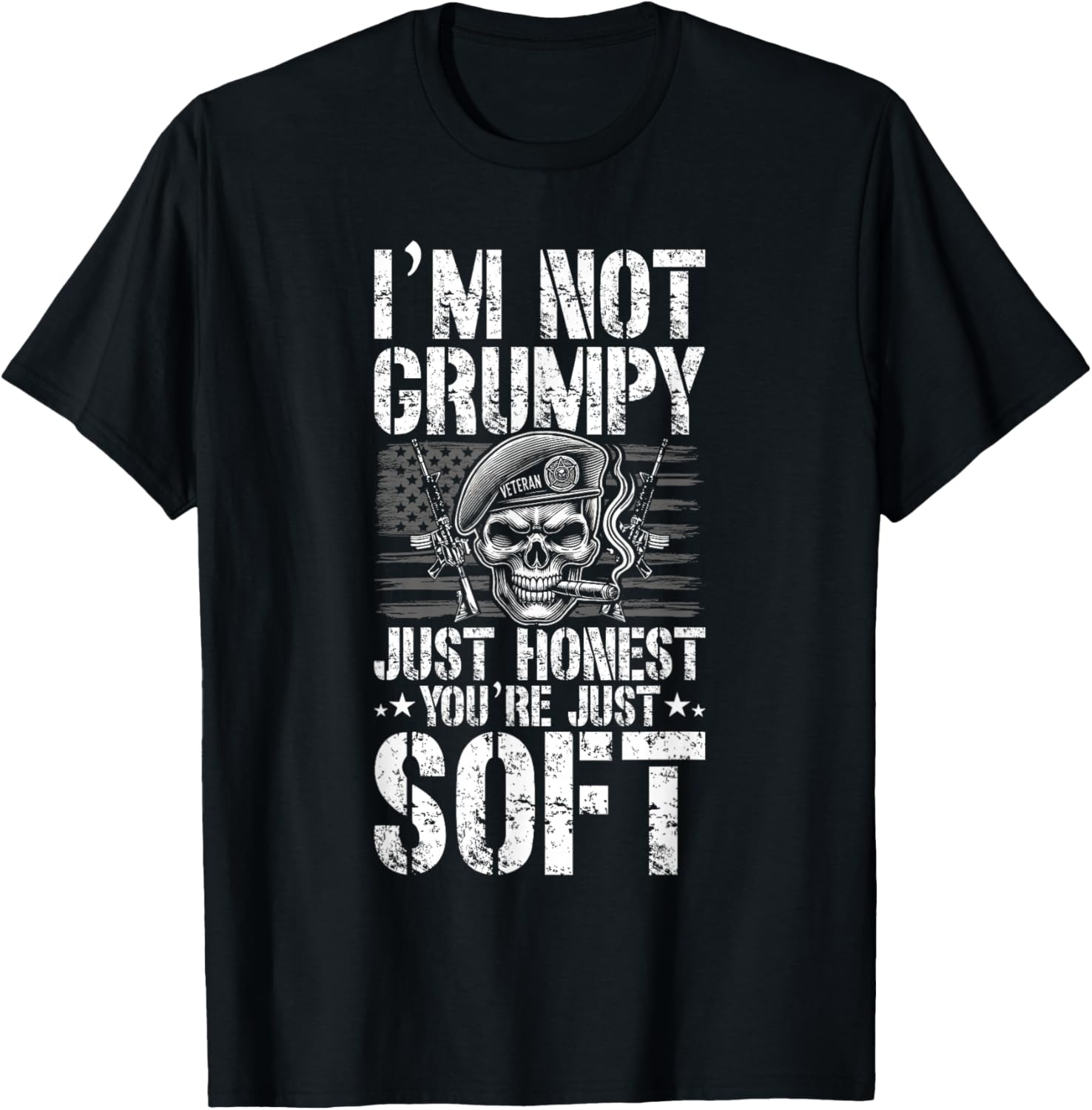 Grumpy Old Veteran us Flag Vet Disgruntled Veteran T-Shirt - T-Shirt | Black