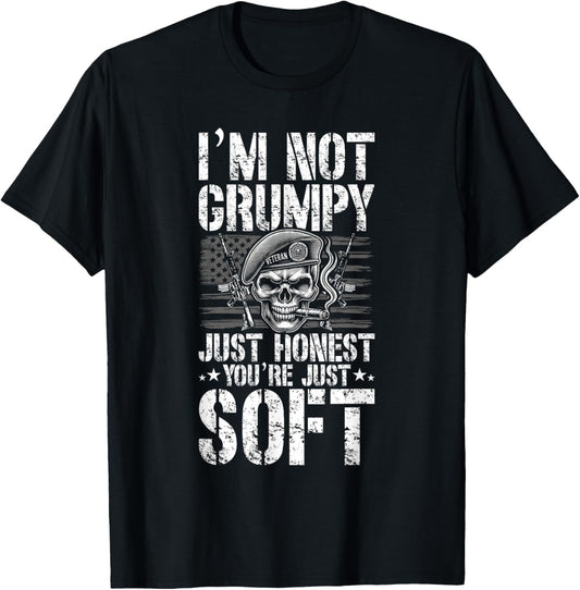 Grumpy Old Veteran us Flag Vet Disgruntled Veteran T-Shirt - T-Shirt | Black
