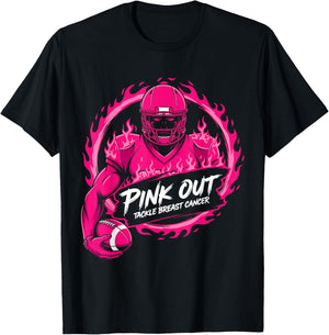 Tackle Football Breast Cancer Awareness Pink Out Boys Kids T-Shirt - T-Shirt | Black