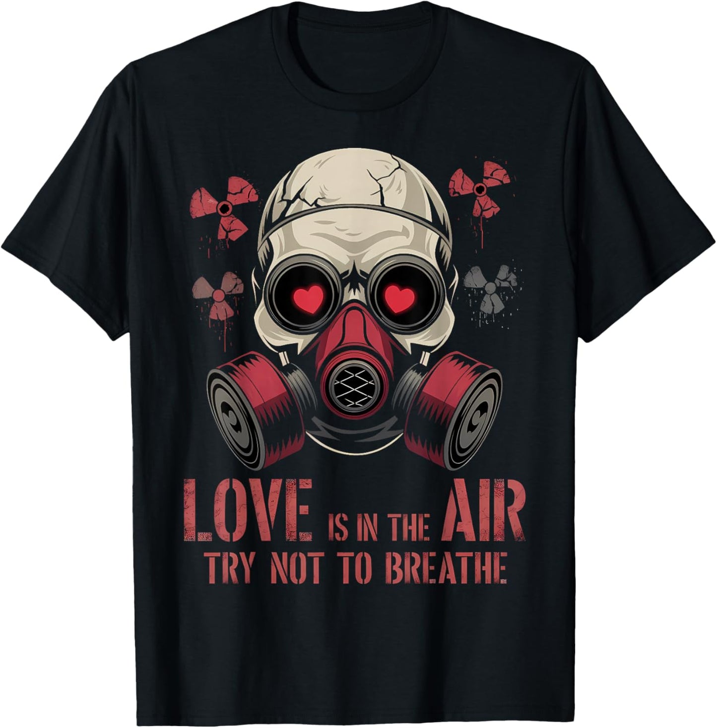 Valentine Skull Gas Mask Love Aesthetic T-Shirt - T-Shirt | Black