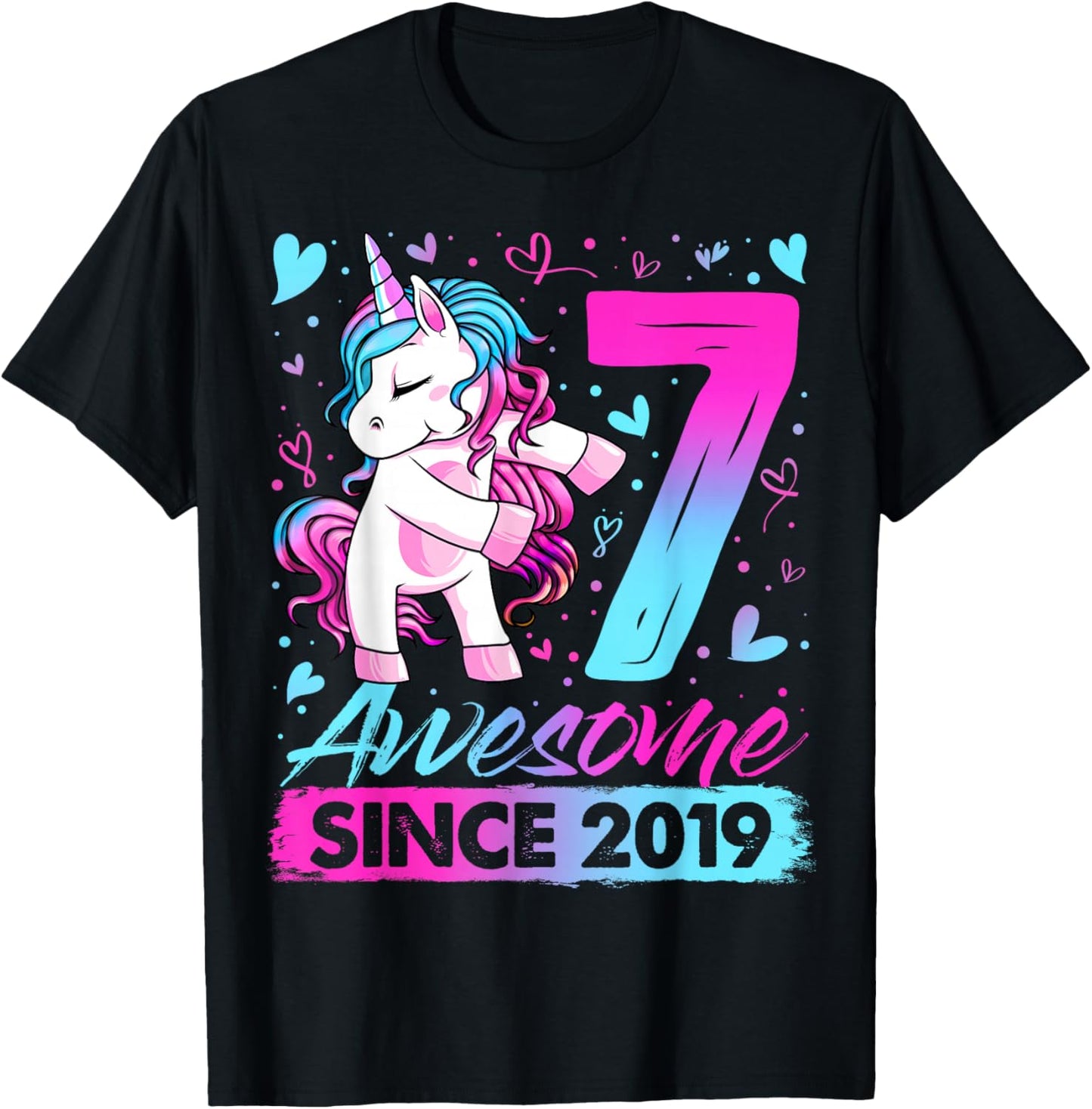 7th Birthday Shirt Girl 7 Year Old Gifts 7 Birthday Girl T-Shirt - T-Shirt | Black