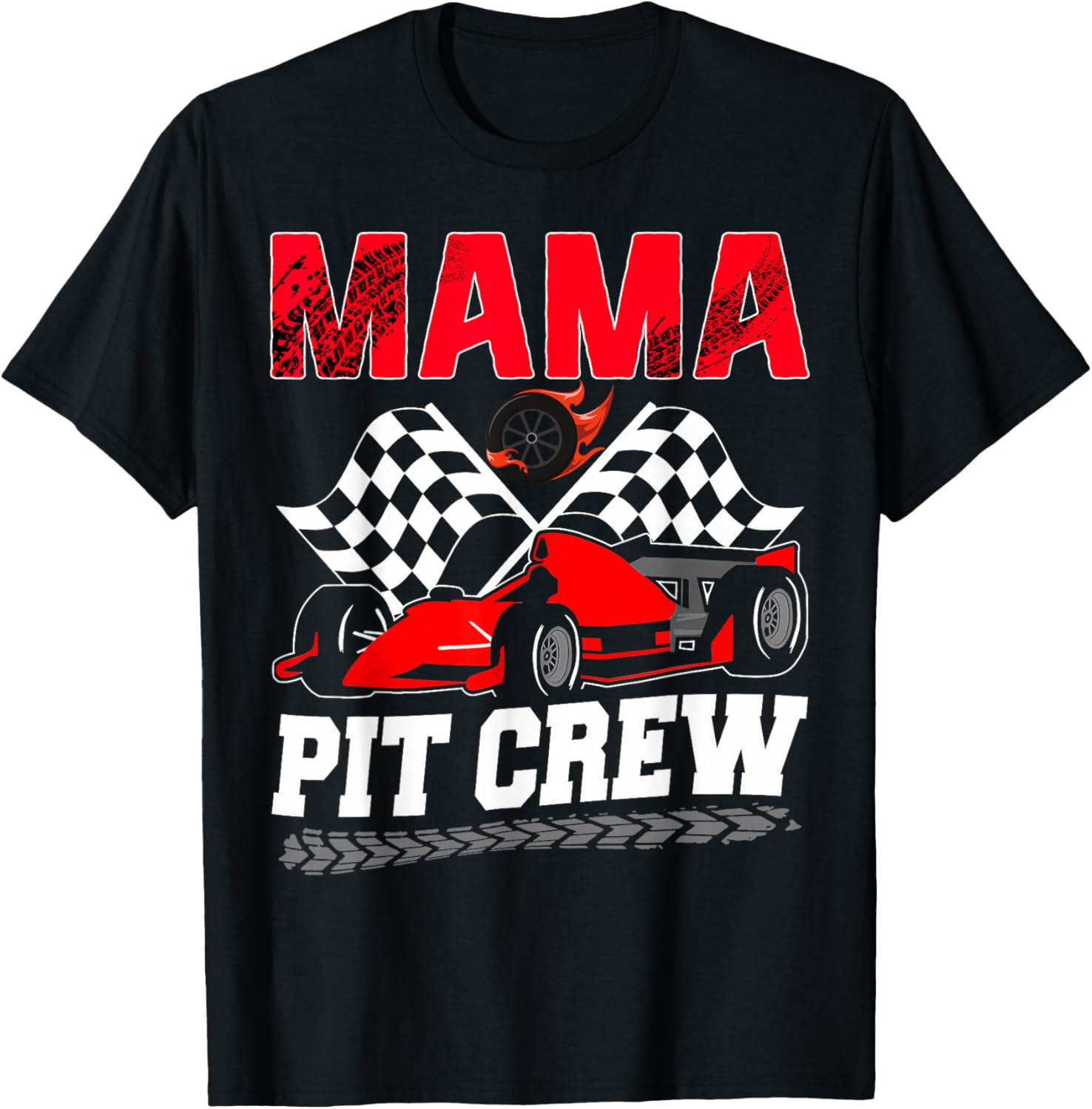 Mama Pit Crew Racing Family Race Car Birthday Boy T-Shirt - T-Shirt | Black