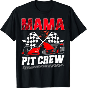 Mama Pit Crew Racing Family Race Car Birthday Boy T-Shirt - T-Shirt | Black
