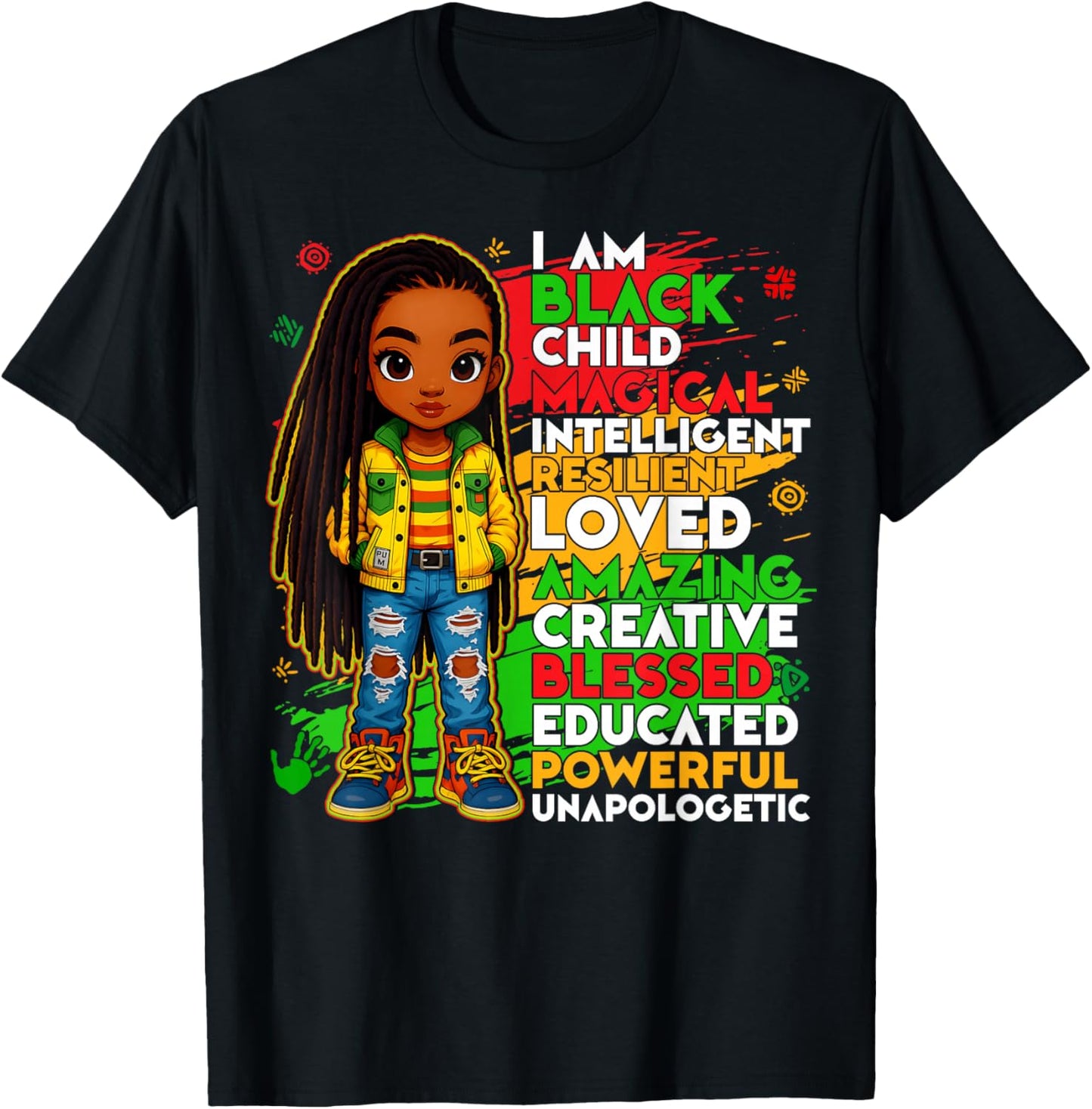 Black History I Am Black Child African American Kids Girls T-Shirt - T-Shirt | Black