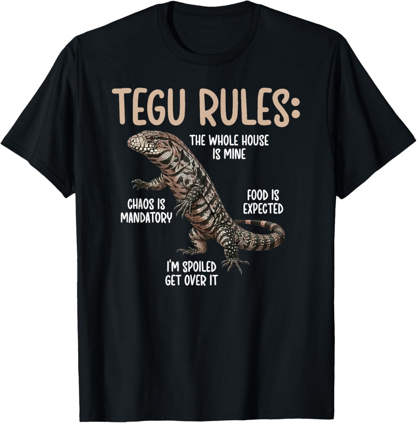 Tegu Rules Tegu Owner Tegu Lover Tegu Lizard T-Shirt - T-Shirt | Black