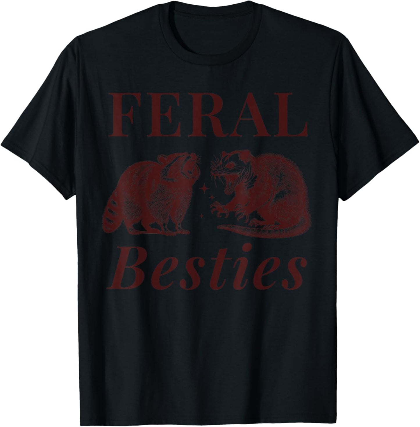 Feral Best Friend Raccoon and Possum Besties Funny Animal T-Shirt - T-Shirt | Black
