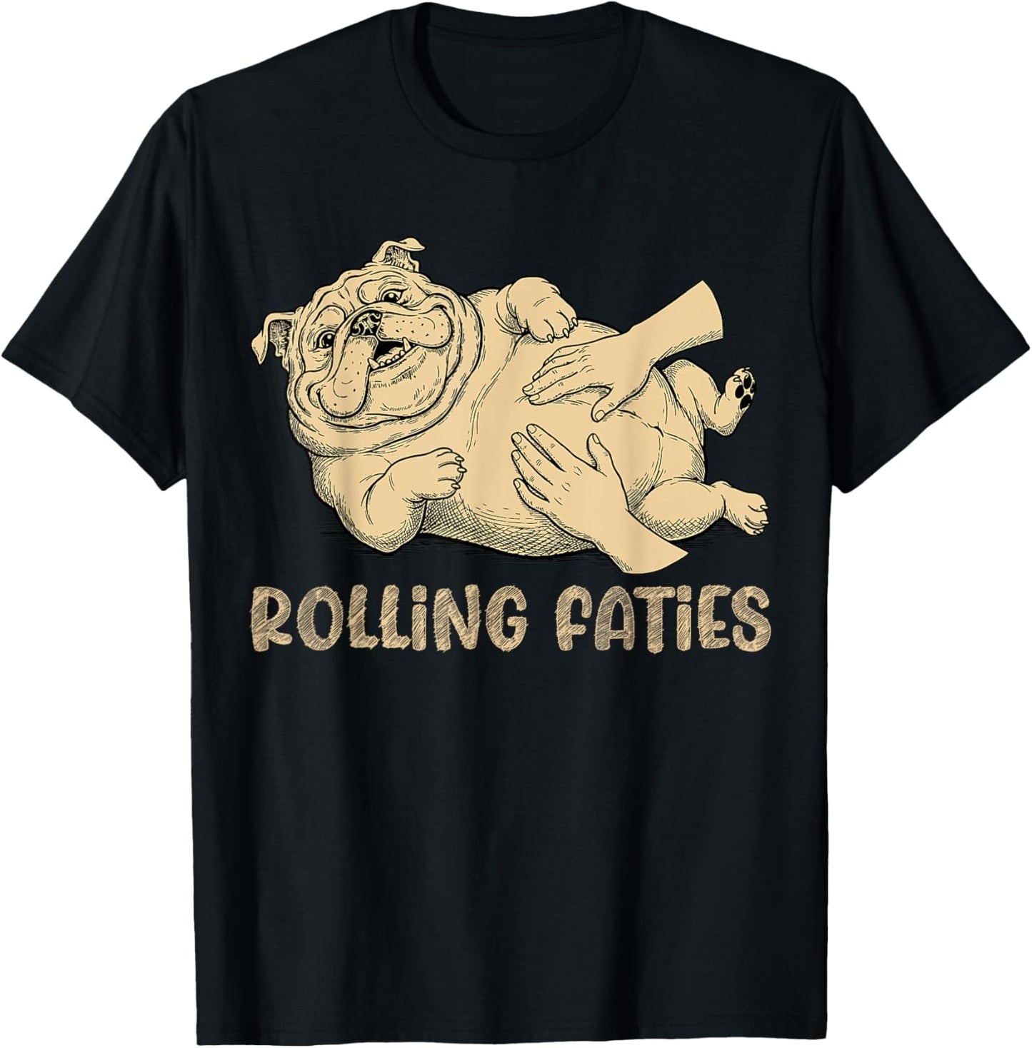 Funny Bulldog Rolling Fatties Dog Lover T-Shirt - T-Shirt | Black